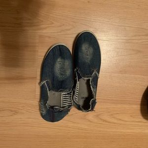 Distressed jean shoes